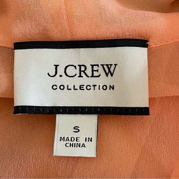 J. Crew Collection Small S Romance Pink Tie Neck 100% silk Chiffon Top Coquette - Picture 5 of 10